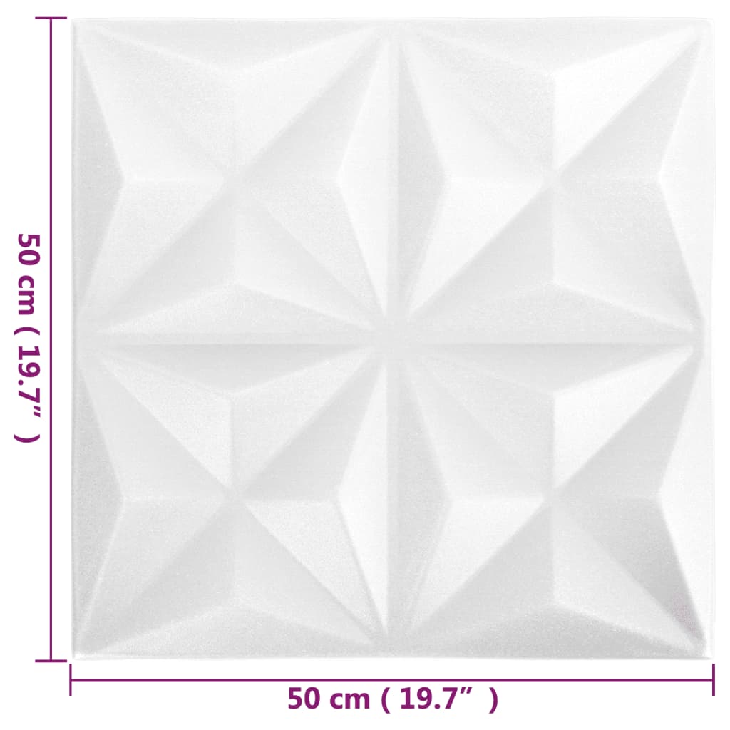 vidaXL Panneaux muraux 3D 12 pcs 50x50 cm blanc origami 3 m²