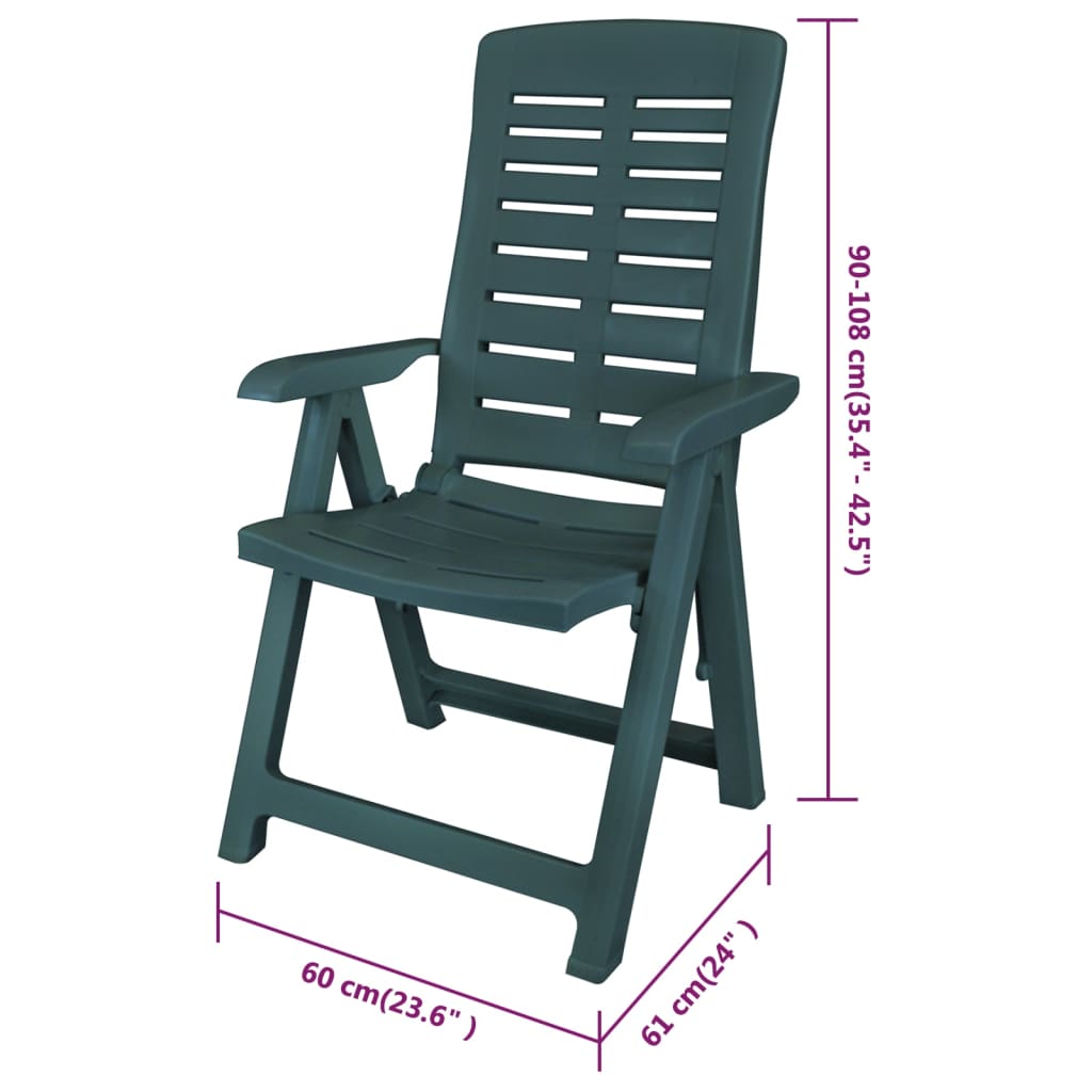 vidaXL Chaises inclinables de jardin lot de 6 Plastique Vert