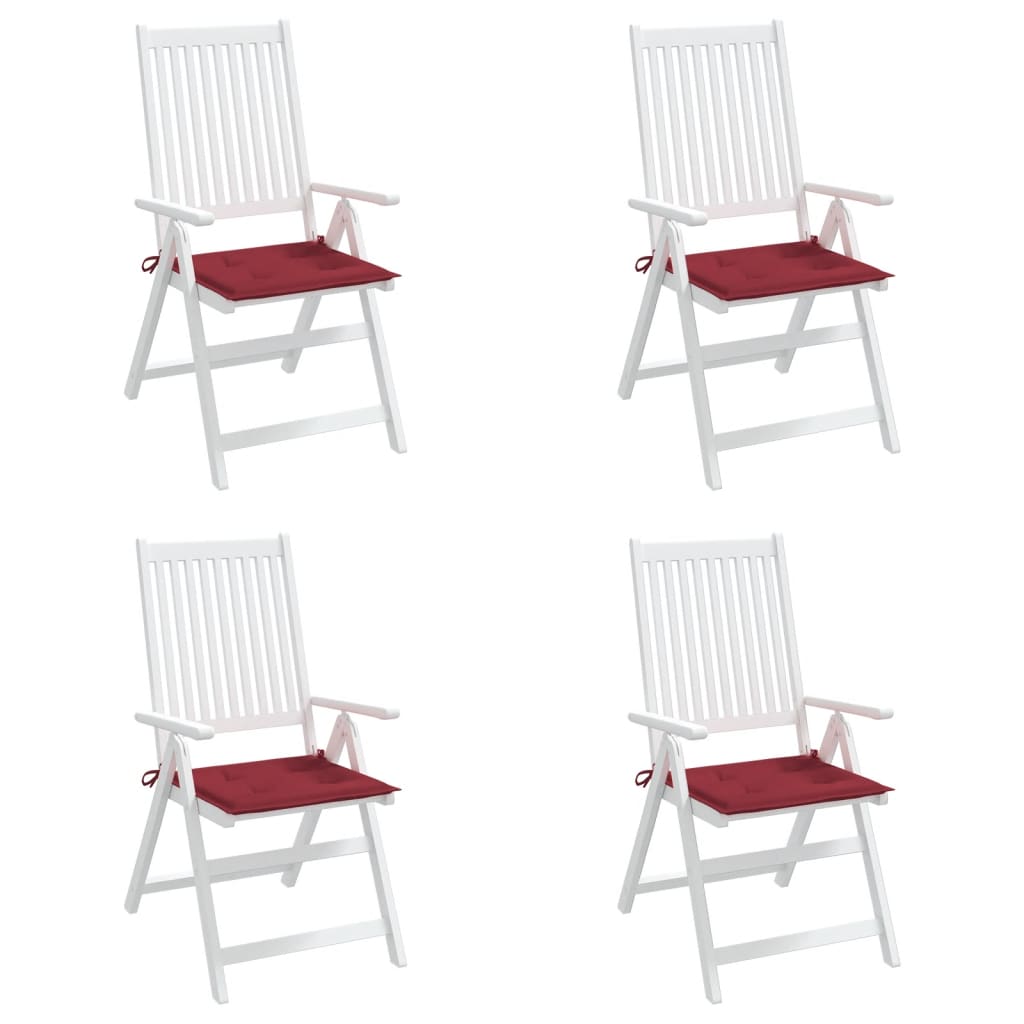 vidaXL Coussins de chaise de jardin lot de 4 rouge bordeaux 50x50x3 cm