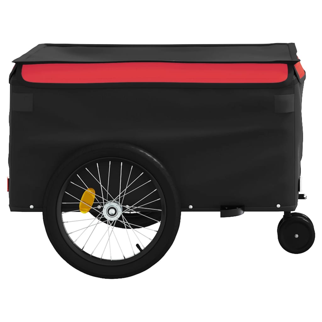 vidaXL Remorque de vélo noir et rouge 45 kg fer