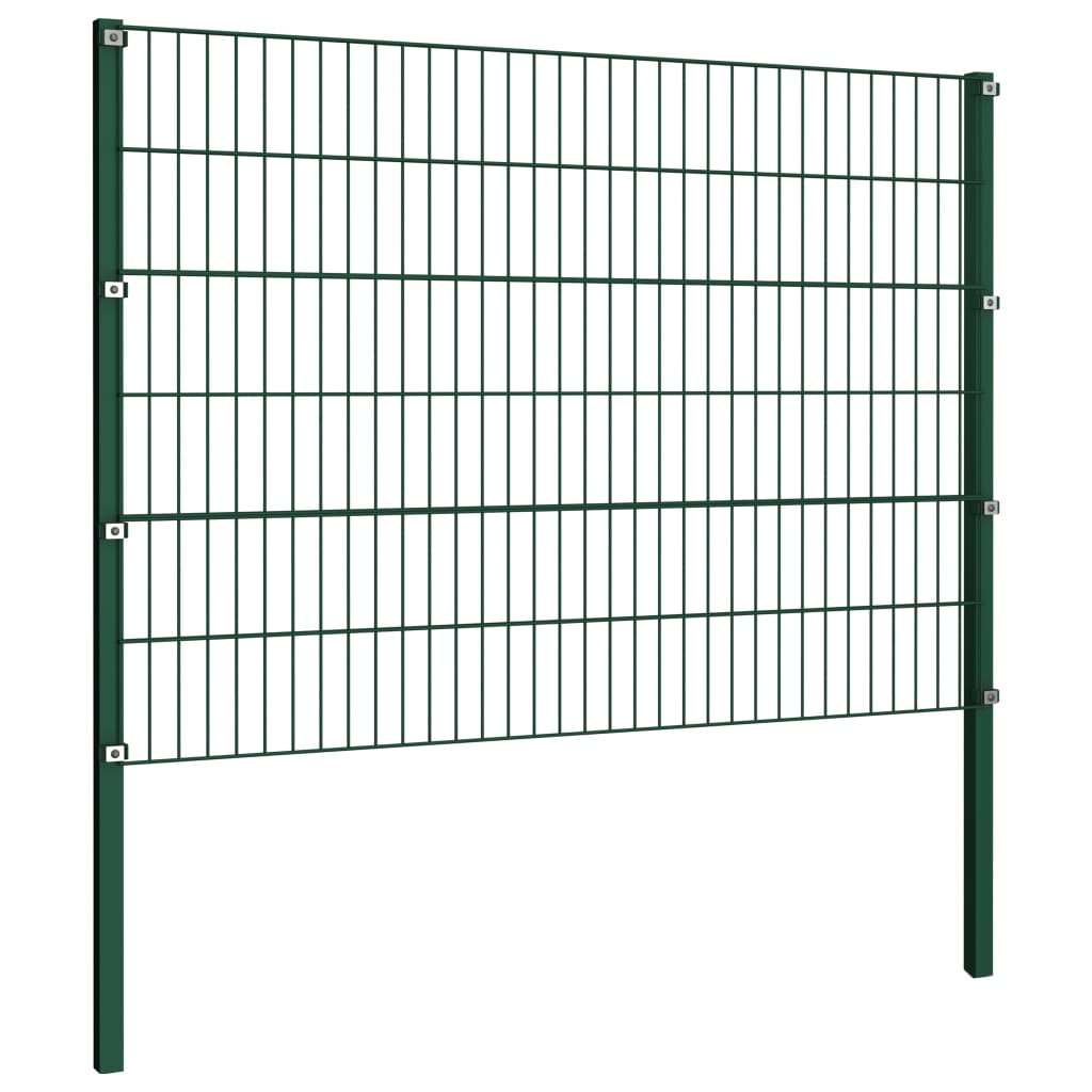 vidaXL Panneau de clôture avec poteaux Fer 10,2 x 1,2 m Vert