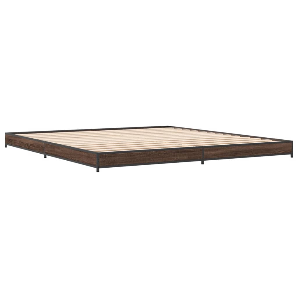 vidaXL Cadre de lit chêne marron 180x200 cm bois d'ingénierie et métal