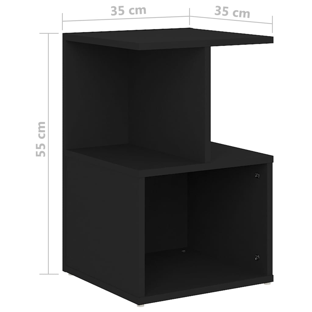vidaXL Tables de chevet 2 pcs Noir 35x35x55 cm Aggloméré