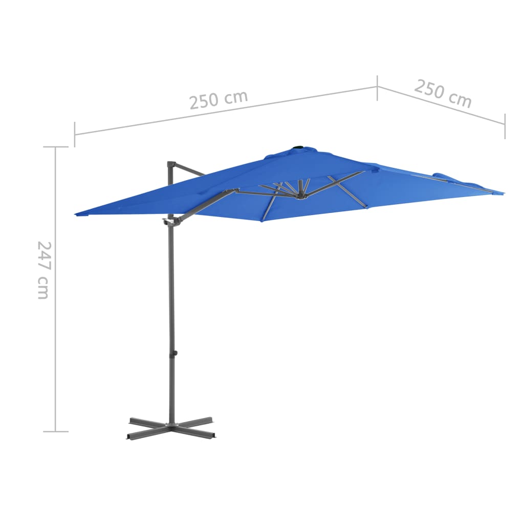 vidaXL Parasol de jardin en porte-à-faux avec mât en acier bleu azuré