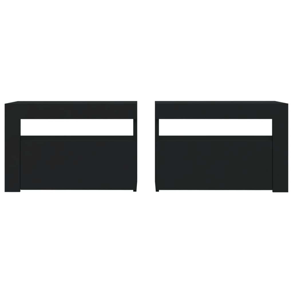 vidaXL Tables de chevet 2 pcs avec LED Noir 60x35x40 cm