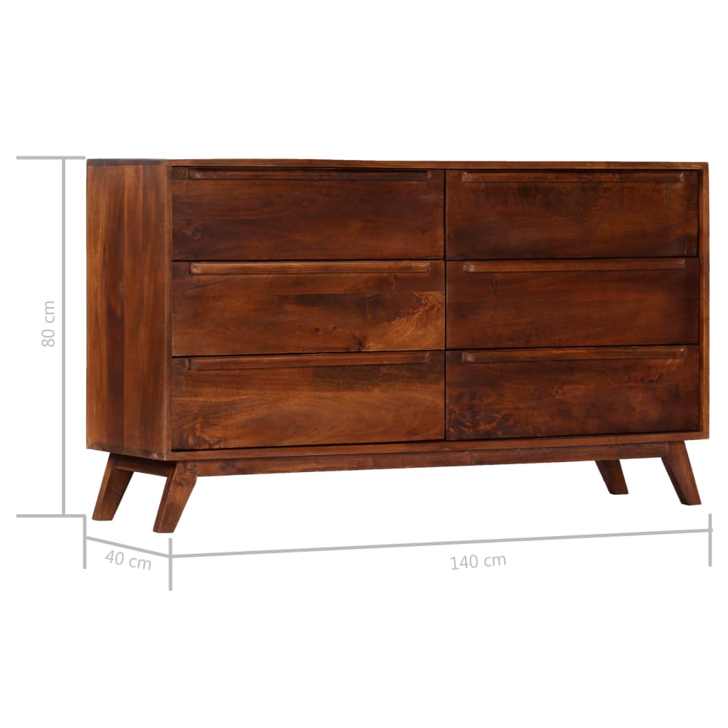 vidaXL Armoire à tiroirs Marron 140x40x80 cm Bois de manguier massif