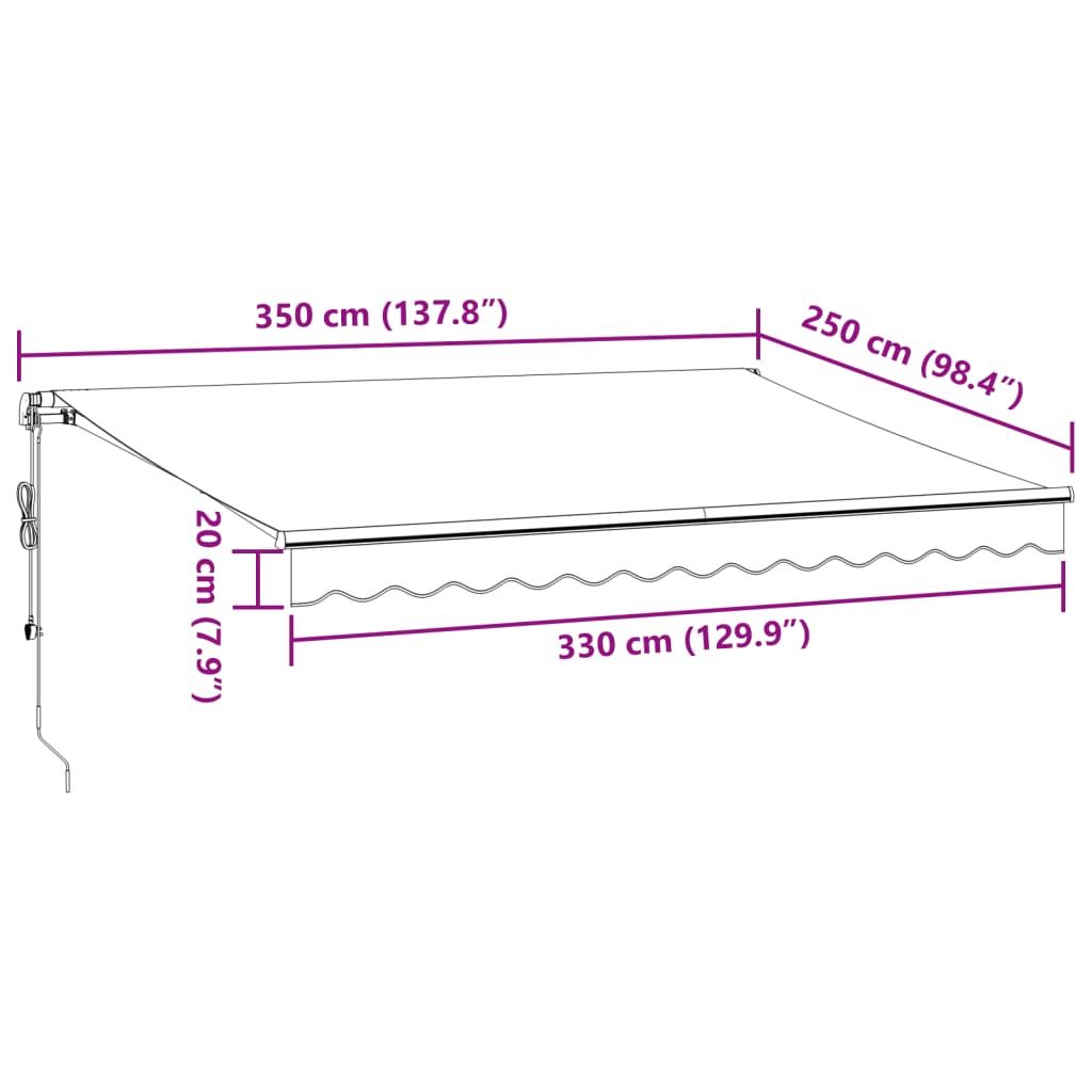 vidaXL Auvent rétractable automatique avec LED marron 350x250 cm