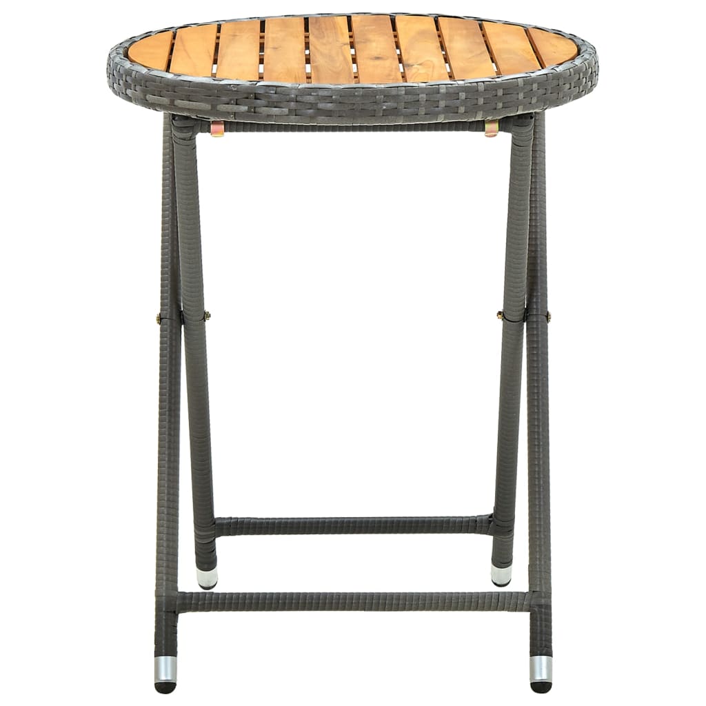 vidaXL Table à thé Gris 60 cm Résine tressée et bois d'acacia solide