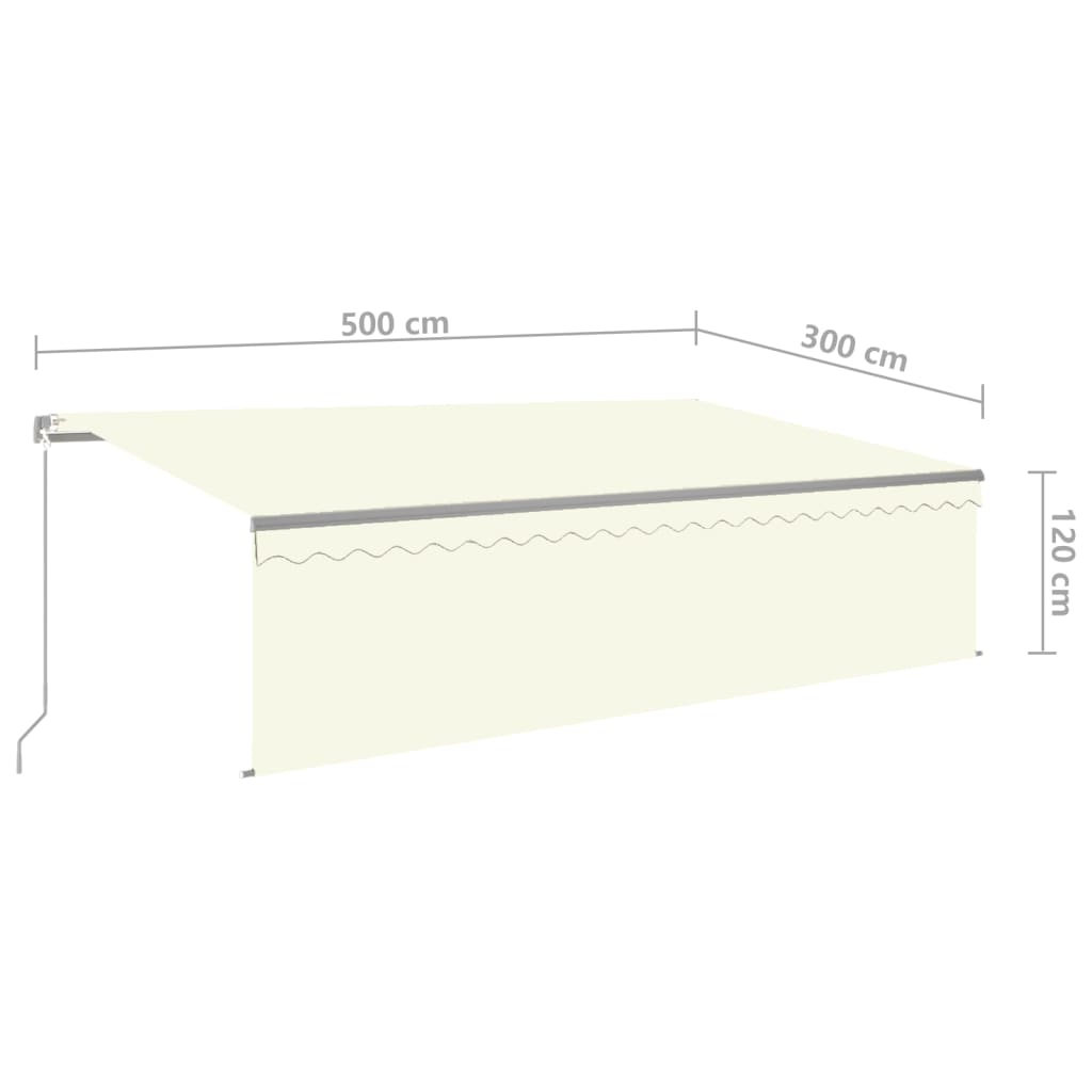 vidaXL Auvent rétractable manuel avec store 5x3 m Crème