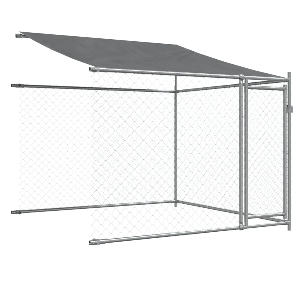 vidaXL Cage pour chien avec toit/portes gris 12x2x2 m acier galvanisé