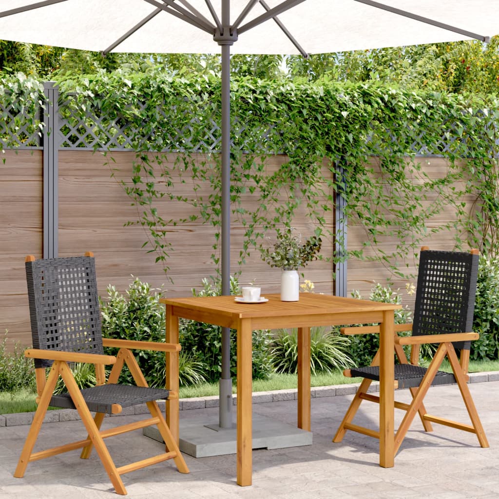 vidaXL Chaises de jardin lot de 2 noir bois massif d'acacia et rotin