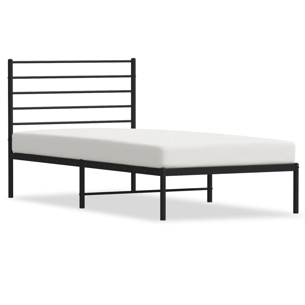 vidaXL Cadre de lit métal sans matelas avec tête de lit noir 100x200cm