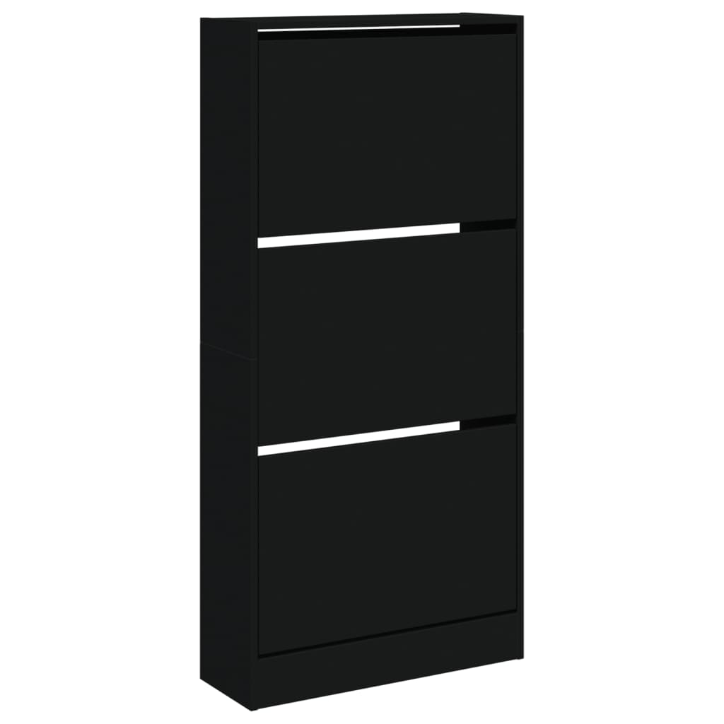 vidaXL Armoire à chaussures noir 60x21x125,5 cm bois d'ingénierie