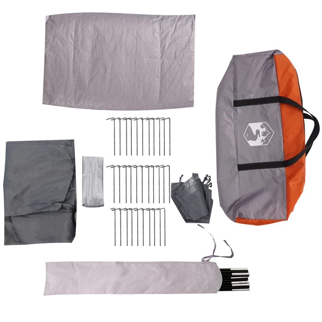 vidaXL Tente de camping de cabine 4 personnes gris orange imperméable