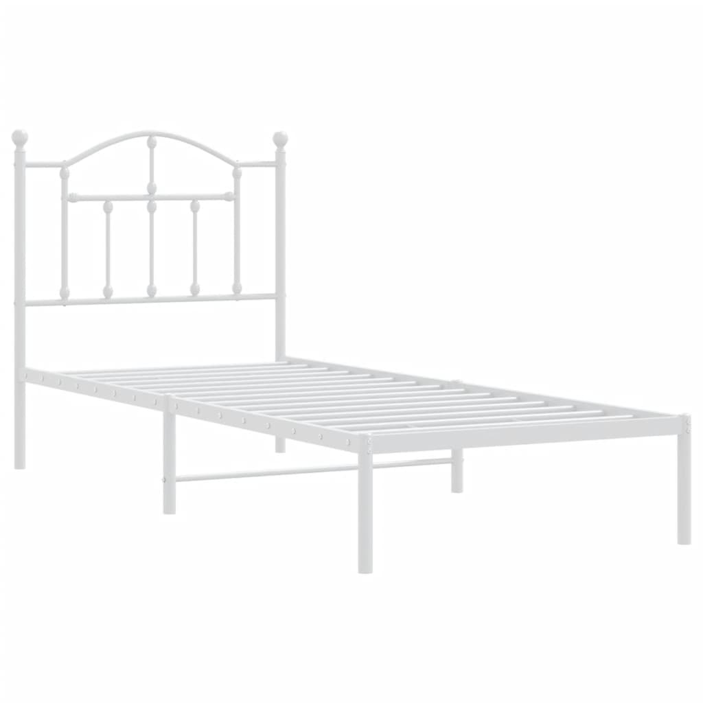 vidaXL Cadre de lit métal sans matelas avec tête de lit blanc 90x190cm