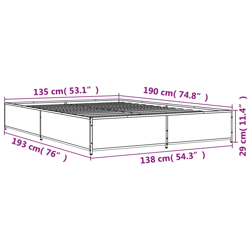 vidaXL Cadre de lit sans matelas chêne marron 135x190 cm