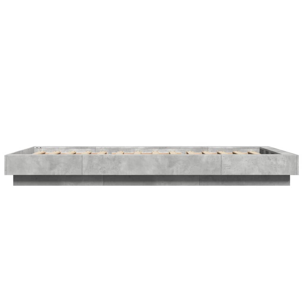 vidaXL Cadre de lit avec lumières LED gris béton 75x190 cm