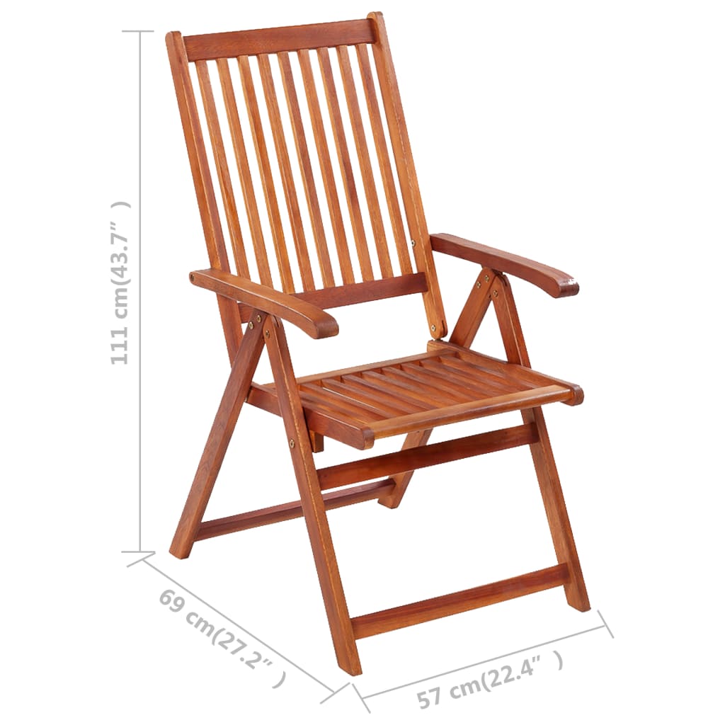 vidaXL Chaises pliables de jardin lot de 3 avec coussins Bois d'acacia