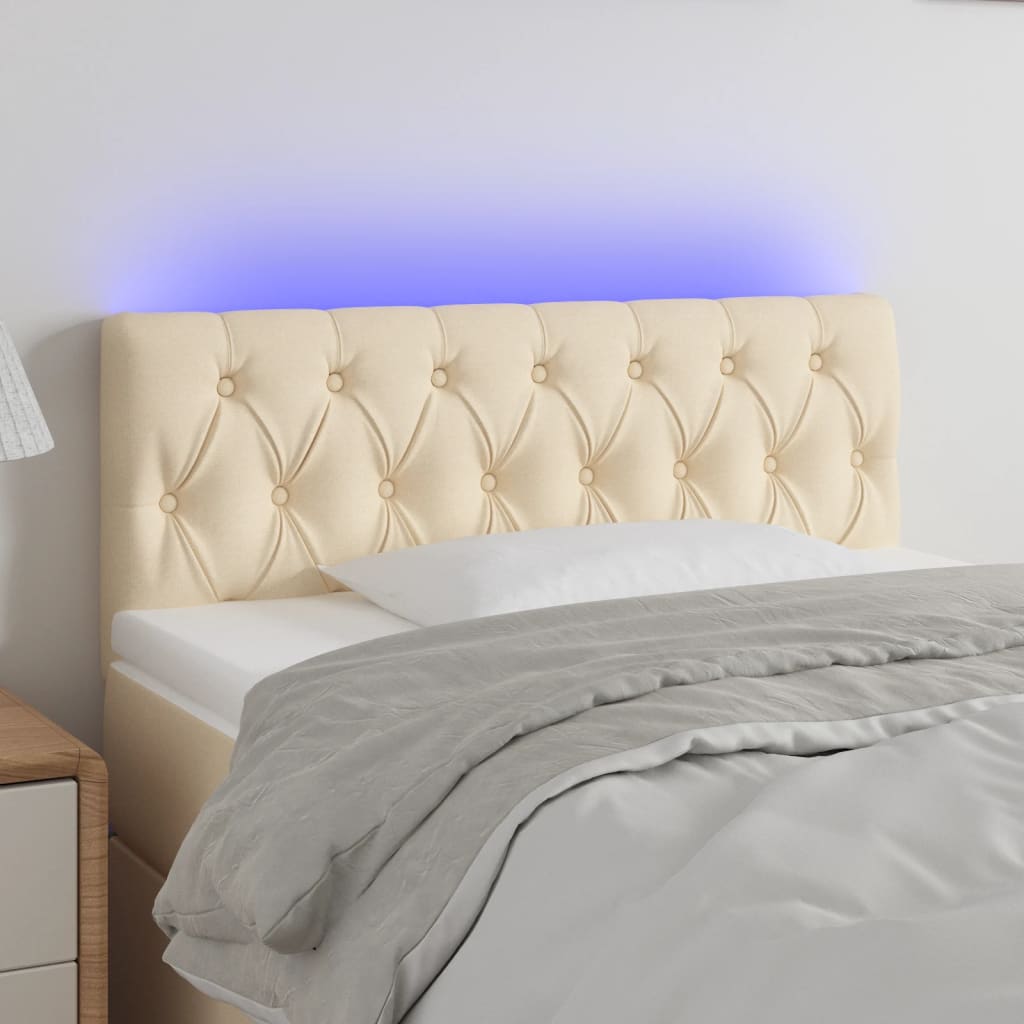 vidaXL Tête de lit à LED Crème 90x7x78/88 cm Tissu