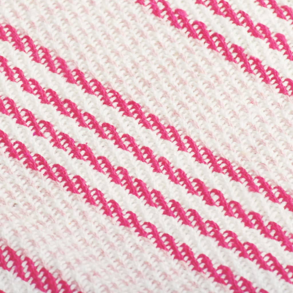 vidaXL Couverture coton à rayures 125x150 cm Rose et Blanc