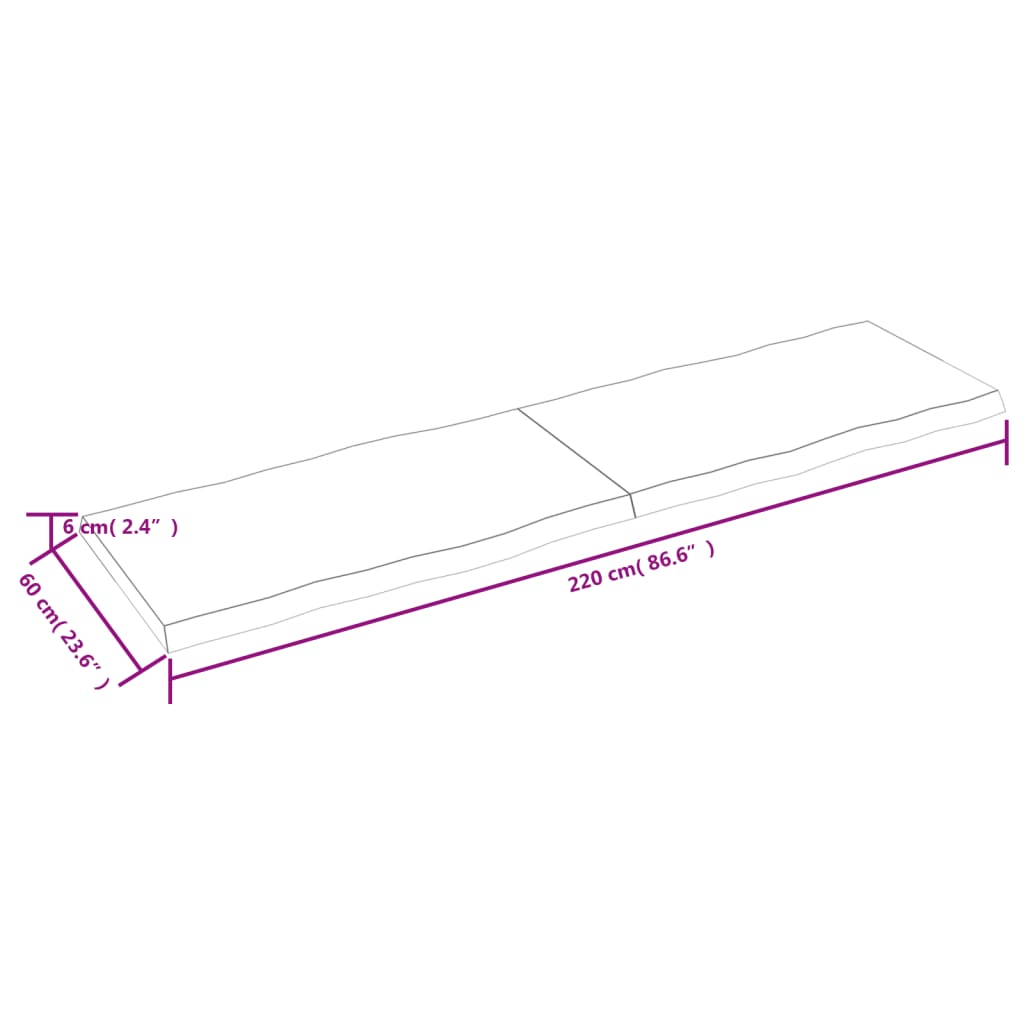 vidaXL Dessus de table bois massif traité bordure assortie