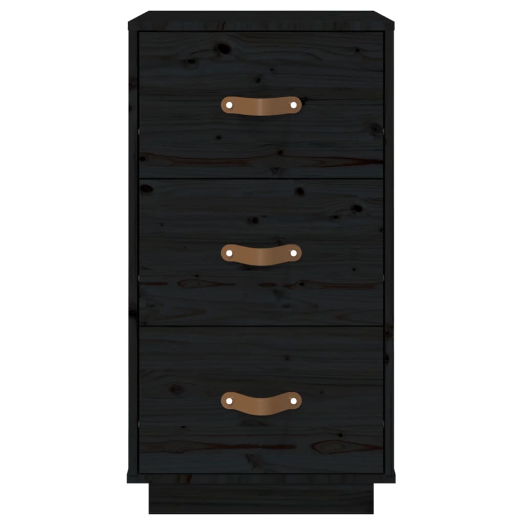 vidaXL Table de chevet Noir 40x40x75 cm Bois de pin massif