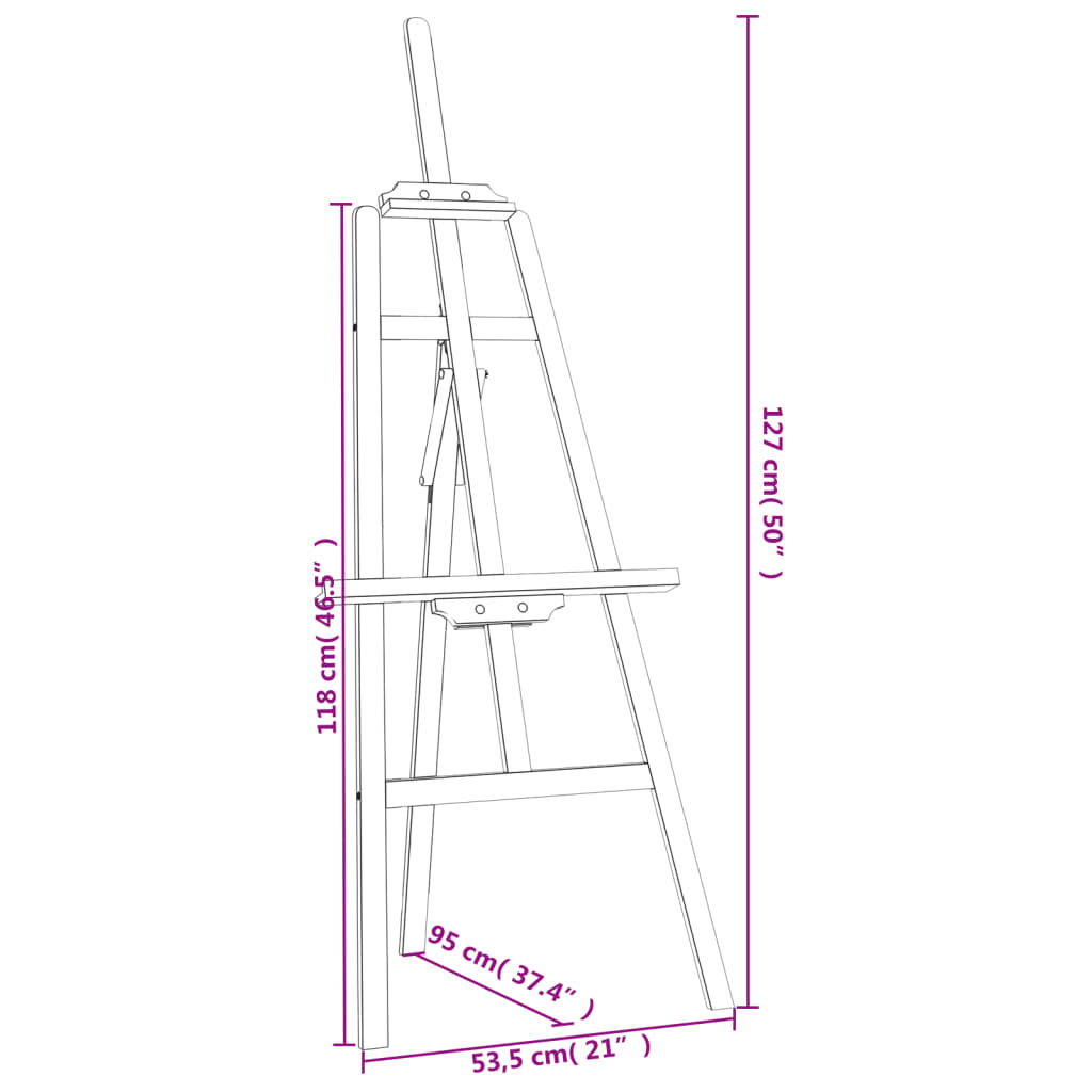 vidaXL Chevalet 53,5x95x127 cm bois de pin massif