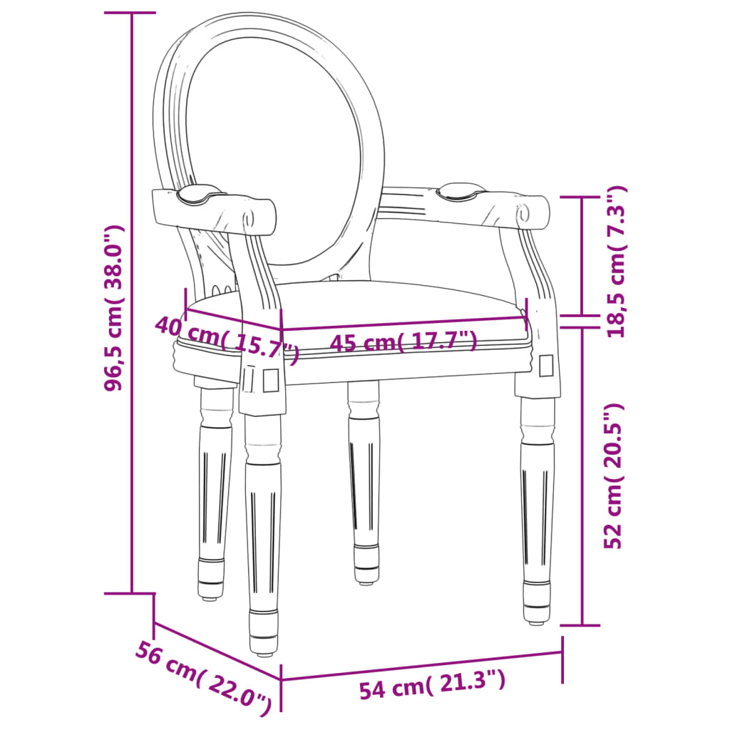 vidaXL Chaise à manger gris foncé 54x56x96,5 cm velours