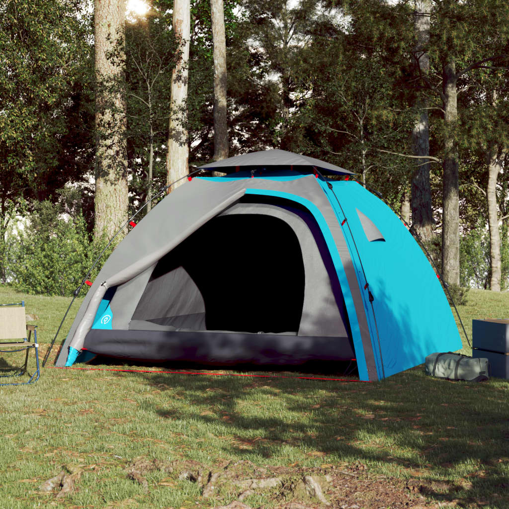 vidaXL Tente de camping à dôme 4 personnes bleu libération rapide