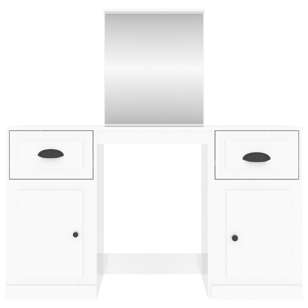 vidaXL Coiffeuse avec miroir blanc brillant 130x50x132,5 cm