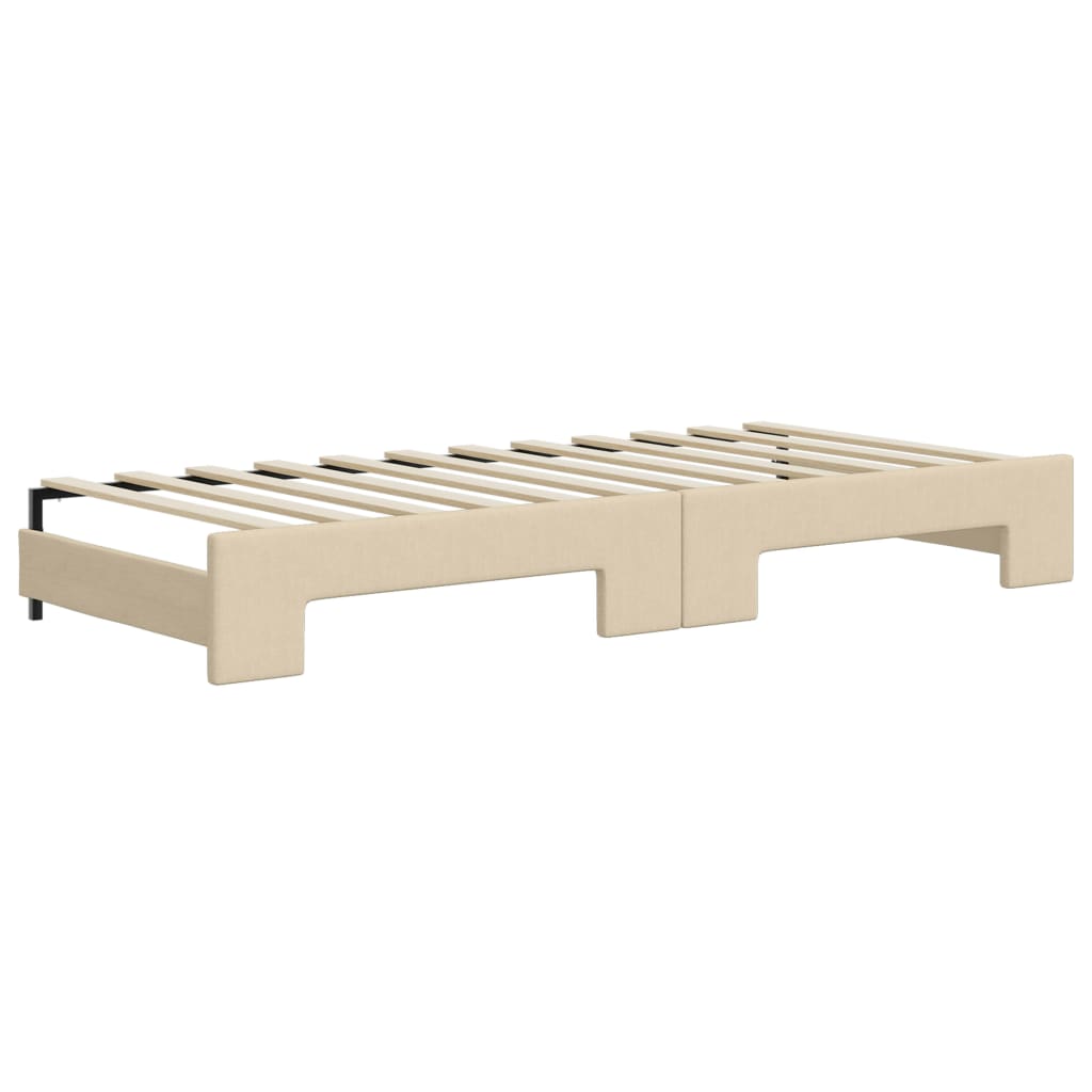 vidaXL Lit de jour avec gigogne et matelas crème 100x200 cm tissu