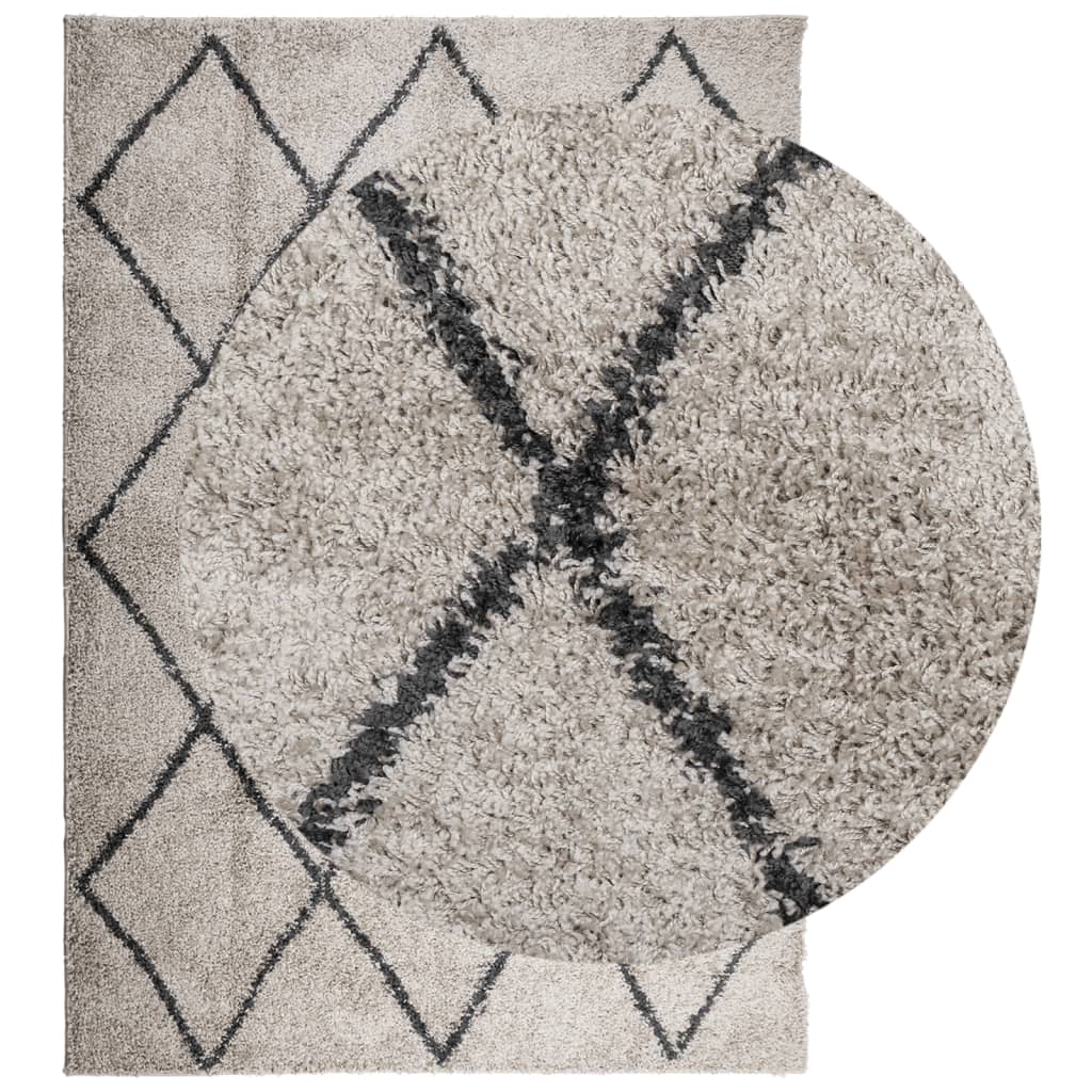 vidaXL Tapis shaggy à poils longs moderne beige anthracite 140x200 cm