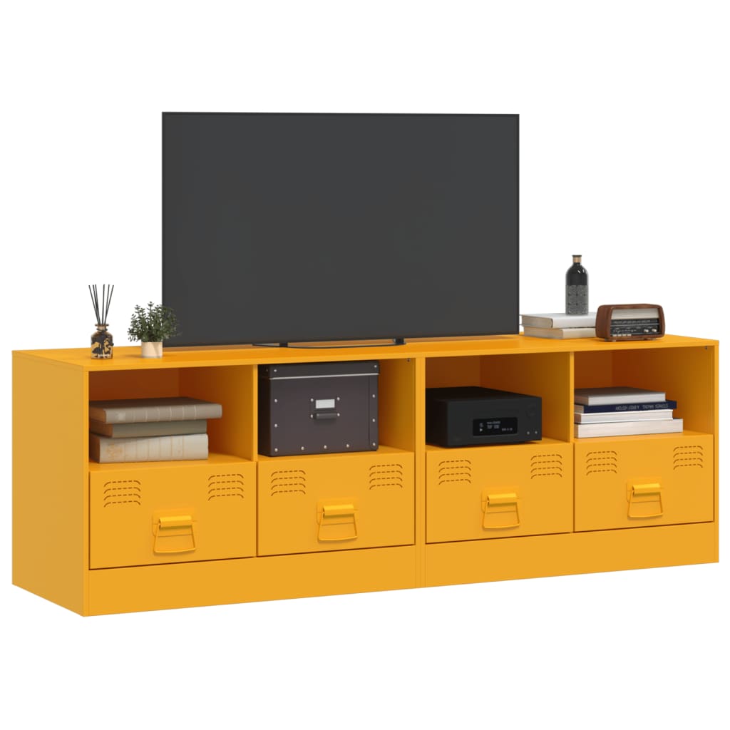 vidaXL Meubles TV 2 pcs jaune moutarde 67x39x44 cm acier