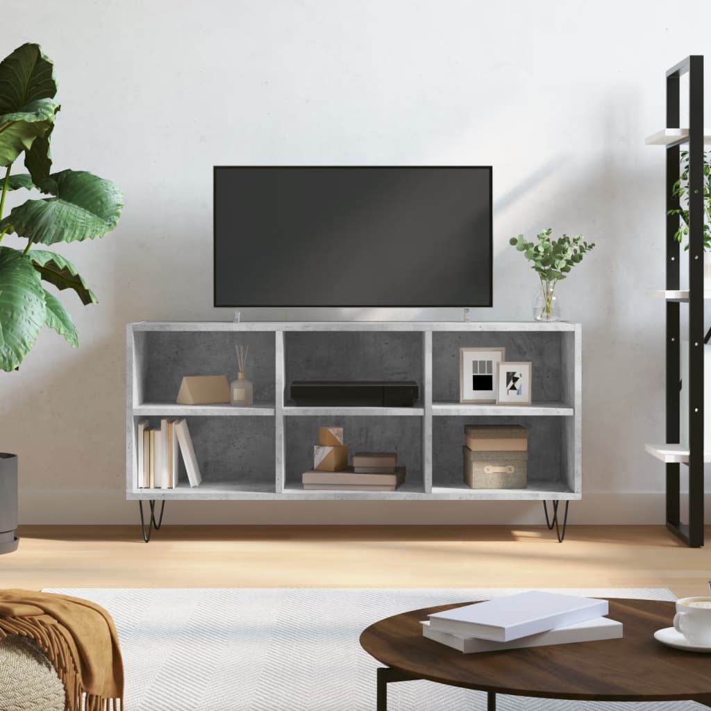 vidaXL Meuble TV gris béton 103,5x30x50 cm bois d'ingénierie