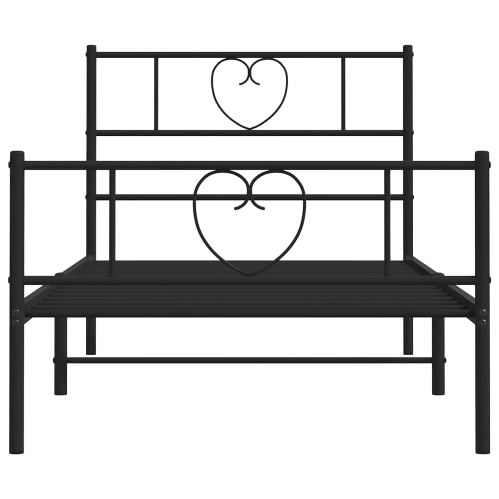 vidaXL Cadre de lit métal sans matelas avec pied de lit noir 90x190 cm