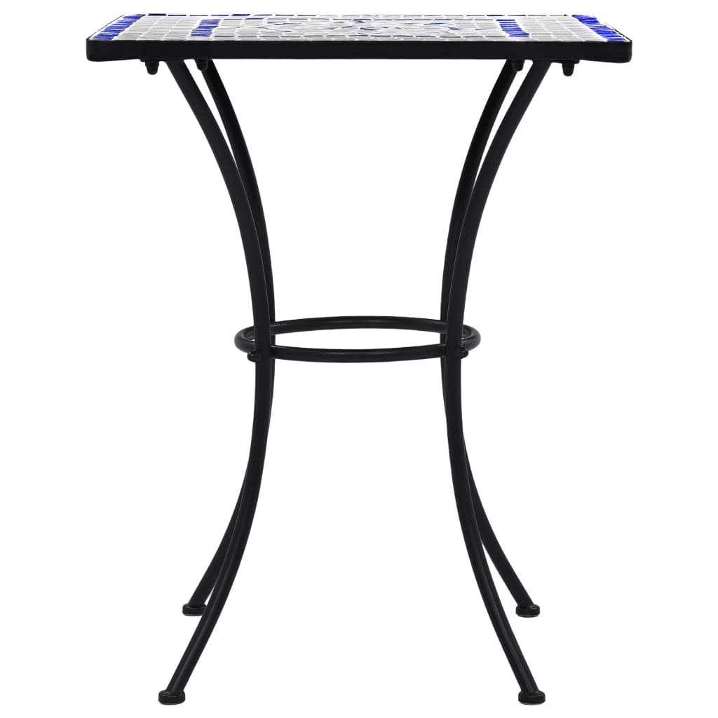 vidaXL Table de bistro mosaïque Bleu et blanc 60 cm Céramique