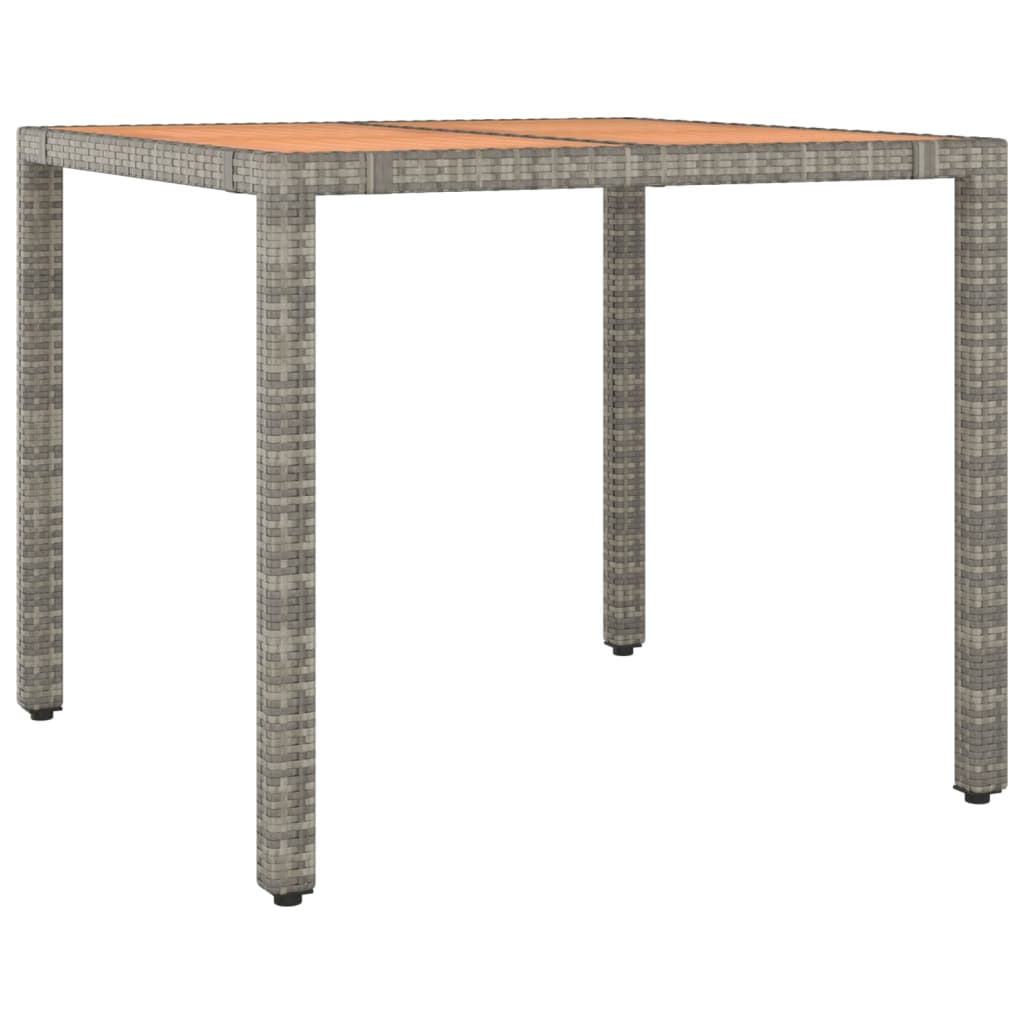 vidaXL Table de jardin et dessus en bois Gris Résine tressée et acacia