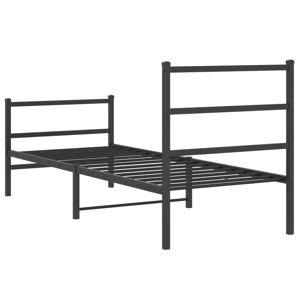 vidaXL Cadre de lit métal sans matelas avec pied de lit noir 75x190 cm