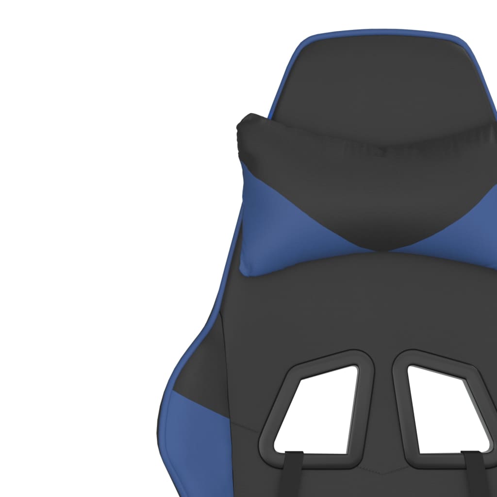 vidaXL Chaise de jeu de massage et repose-pied Noir et bleu Similicuir