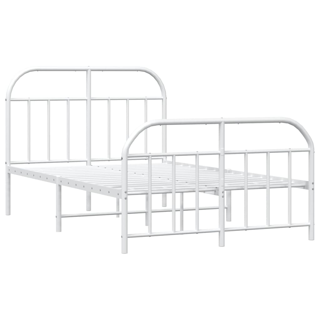 vidaXL Cadre de lit métal sans matelas et pied de lit blanc 120x190 cm