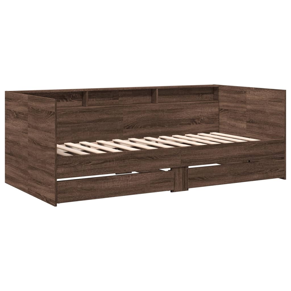 vidaXL Lit de jour avec tiroirs sans matelas chêne marron 75x190 cm