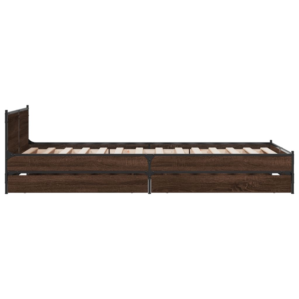 vidaXL Cadre de lit et tiroirs chêne marron 75x190cm bois d'ingénierie