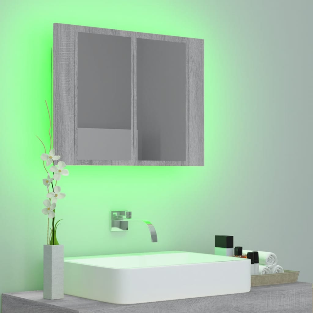 vidaXL Armoire à miroir LED Sonoma gris 60x12x45 cm Bois d'ingénierie