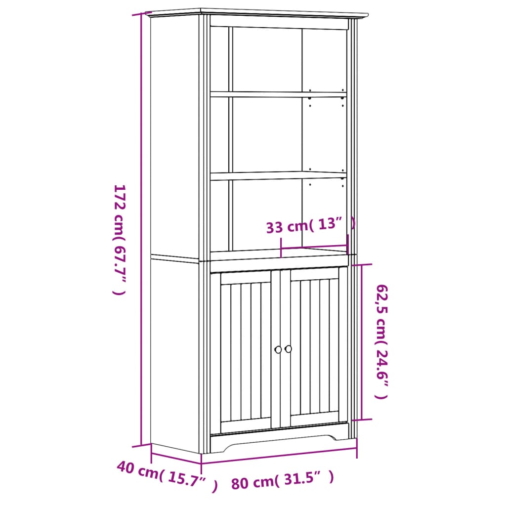 vidaXL Bibliothèque BODO gris 82x40x173 cm bois de pin massif