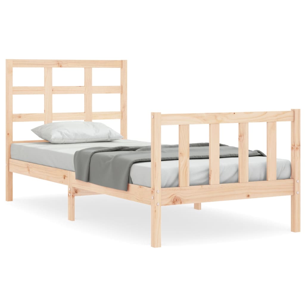vidaXL Cadre de lit avec tête de lit 90x200 cm bois massif