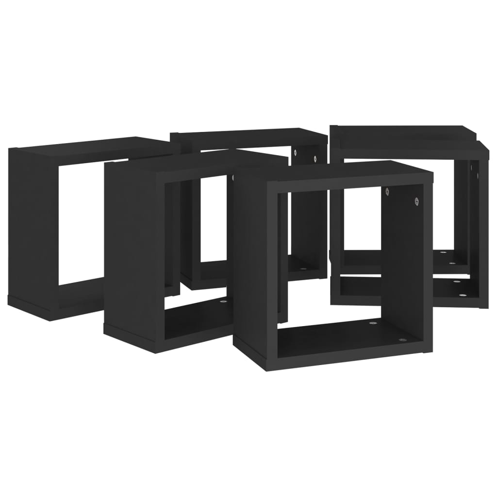 vidaXL Étagères cube murales 6 pcs noir 30x15x30 cm