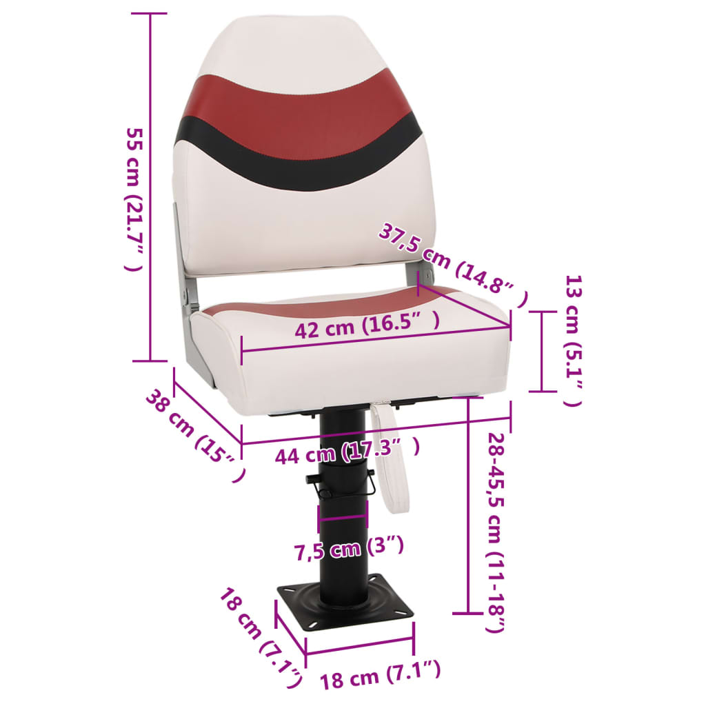 vidaXL Sièges bateau lot de 2 piédestal hauteur réglable pivotant 360°