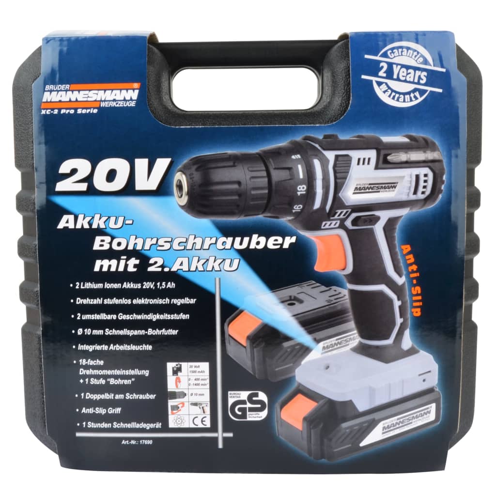 Brüder Mannesmann Tournevis sans fil 2x20 V 1,5 Ah