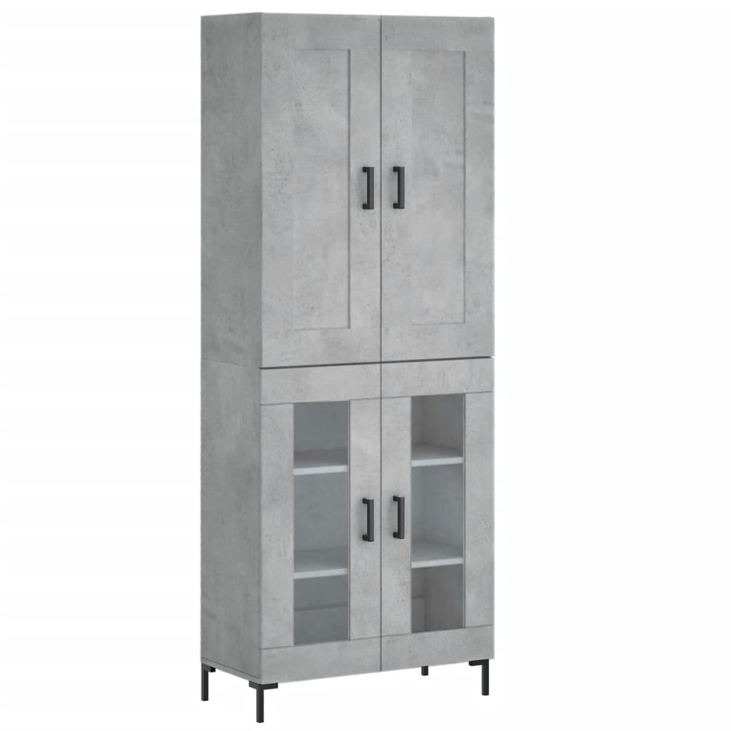 vidaXL Buffet haut Gris béton 69,5x34x180 cm Bois d'ingénierie