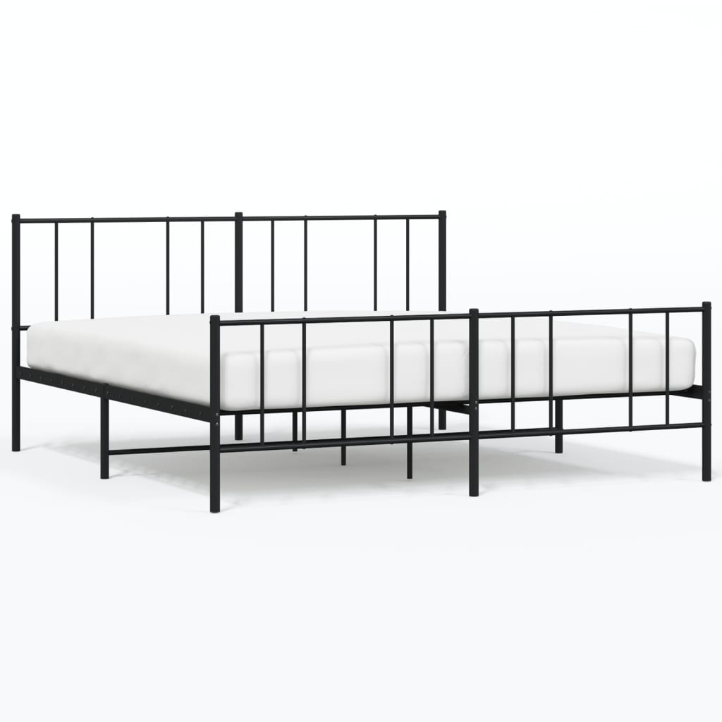 vidaXL Cadre de lit métal sans matelas avec pied de lit noir 183x213cm